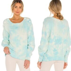 LoveShackFancy Gallatin Oversized Pullover Tie-Dye Print Sweater in Soft Aqua